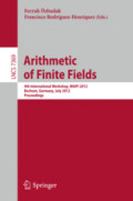 Arithmetic of Finite Fields4th International Workshop, WAIFI 2012, Bochum, Germany, July 16-19, 2012. Proceedings /