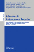 Advances in Autonomous RoboticsJoint Proceedings of the 13th Annual TAROS Conference and the 15th Annual FIRA RoboWorld Congress, Bristol, UK, August 20-23, 2012 /