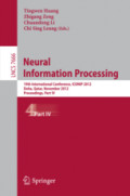 Neural Information Processing19th International Conference, ICONIP 2012, Doha, Qatar, November 12-15, 2012, Proceedings, Part IV /