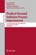 Product-Focused Software Process Improvement14th International Conference, PROFES 2013, Paphos, Cyprus, June 12-14, 2013. Proceedings /